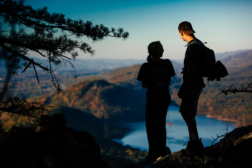 Students admiring the view after a hike