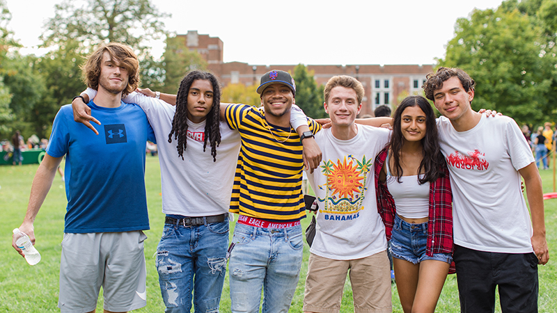 group of students on the back quad