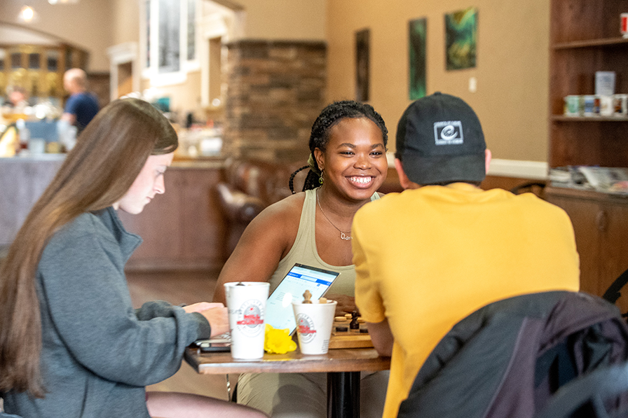 students in a coffee shop