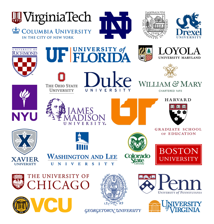 Logos for schools where Roanoke graduates go to graduate school
