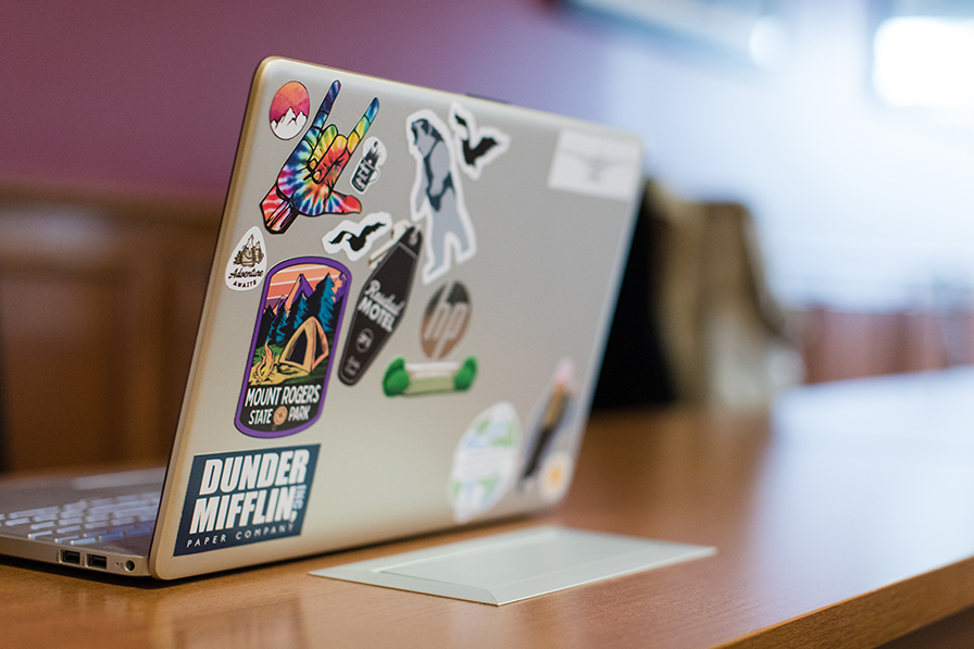 laptop with stickers