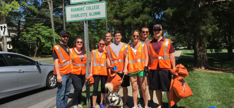 Charlotte Chapter alumni participate in a trash cleanup