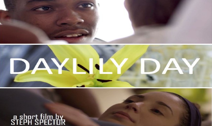 A photo of african-american children with a banner image in the middle with white text that reads "DAYLILY DAY". In the bottom left, white text that reads "a short film by steph spector"