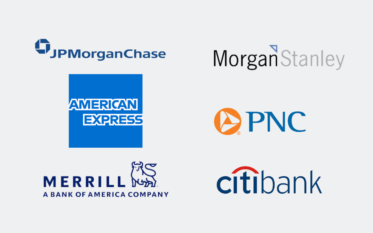 Logos of major financial employers