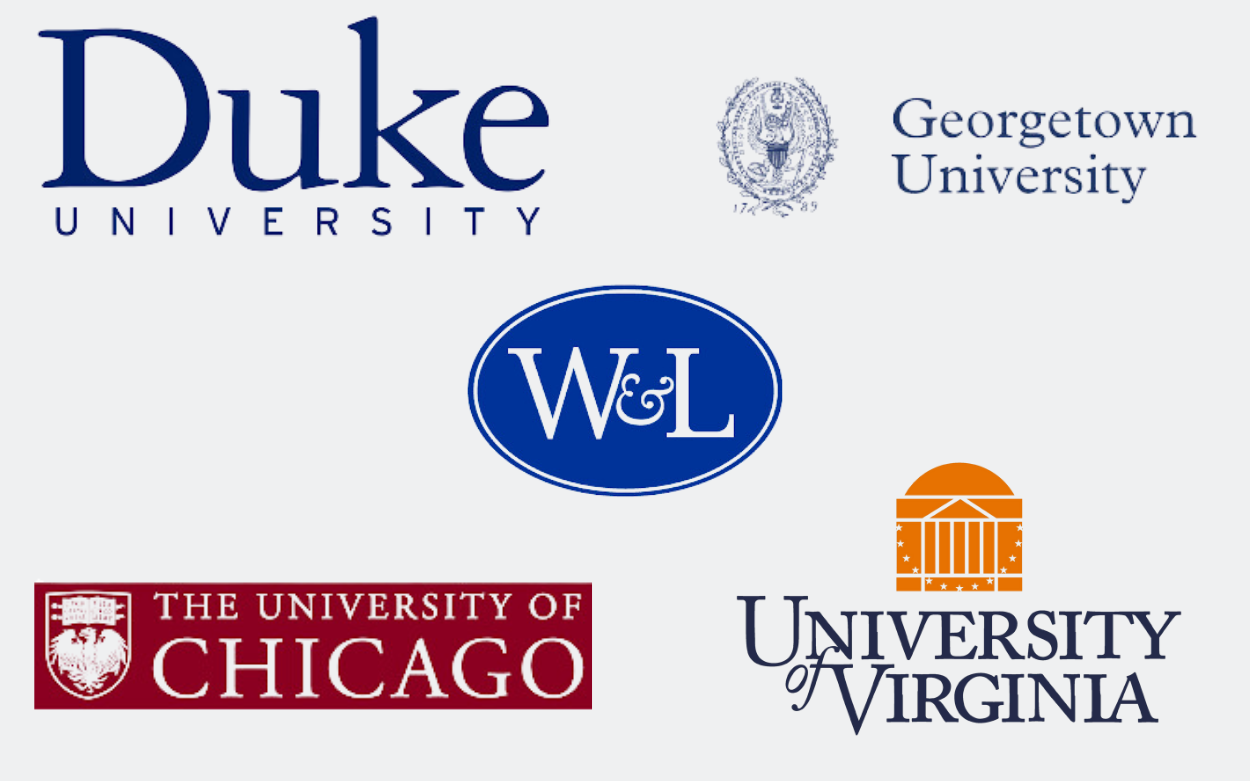 Logos of colleges with well-known graduate school programs