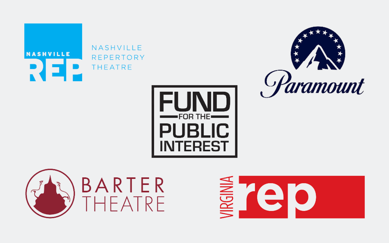 Logos of Nashville Repertory Theatre, Paramount, The Fund for the Public Interest, Barter Theatre, and Virginia Repertory
