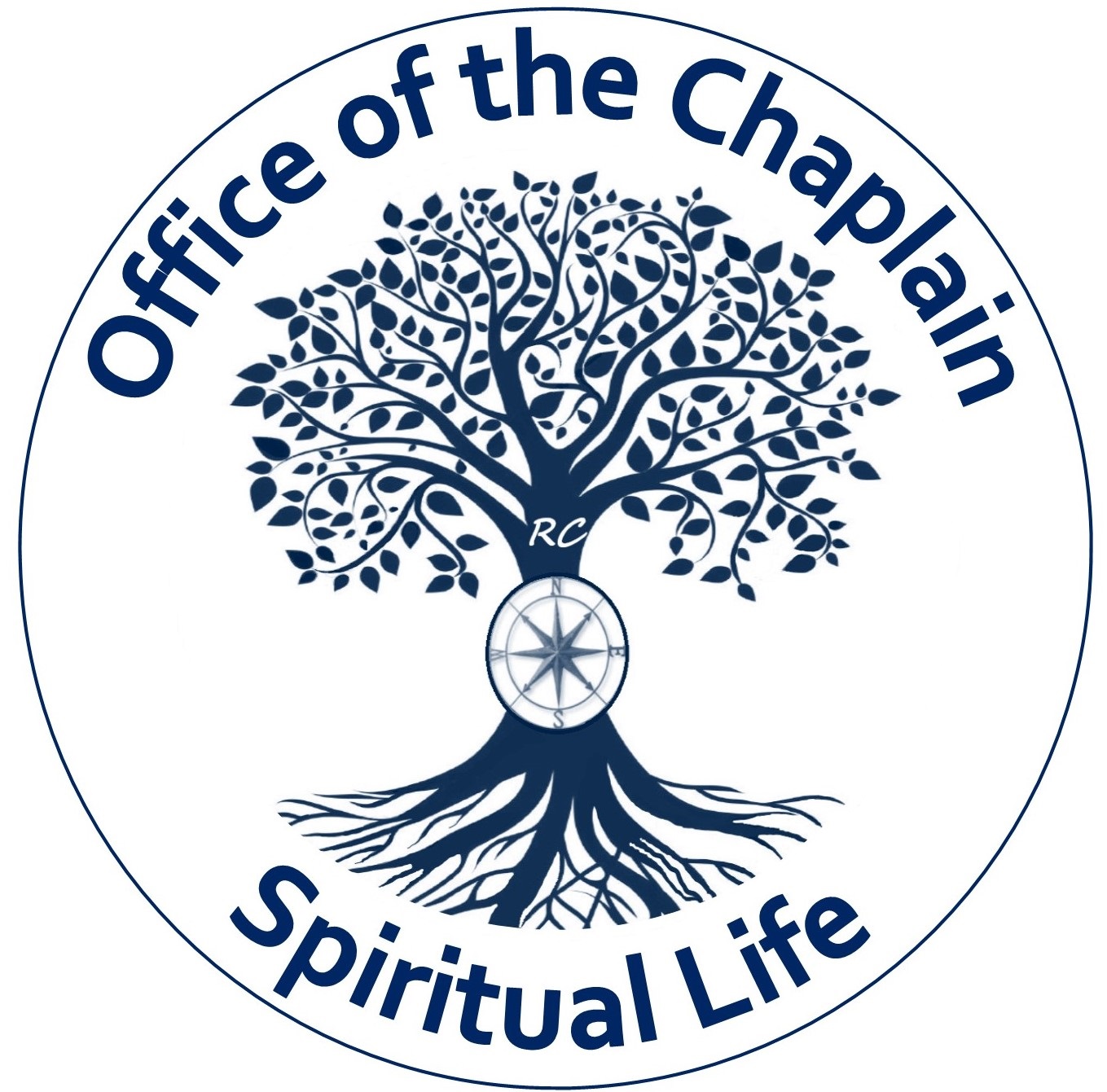 Tree inside a circle. Text around the circle reads "Office of the Chaplain" across the top and "Spiritual Life" across the bottom.