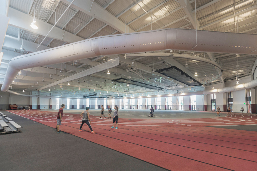 The indoor track in the Cregger Center