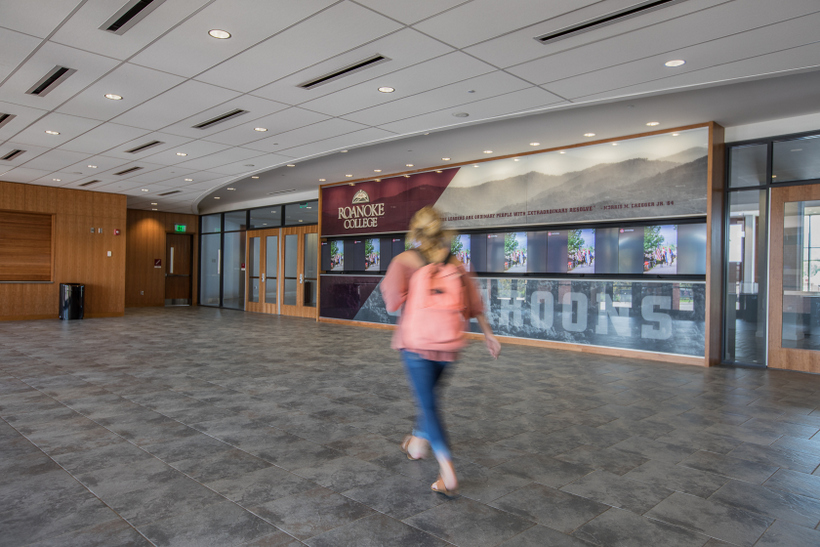 A student walks around Cregger Center