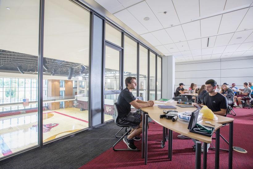 Students working in the Cregger Center academic lounges