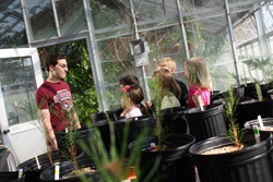 student working with kids