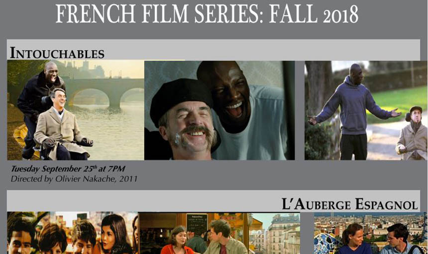 The flyer for the Fall 2018 French Film Series