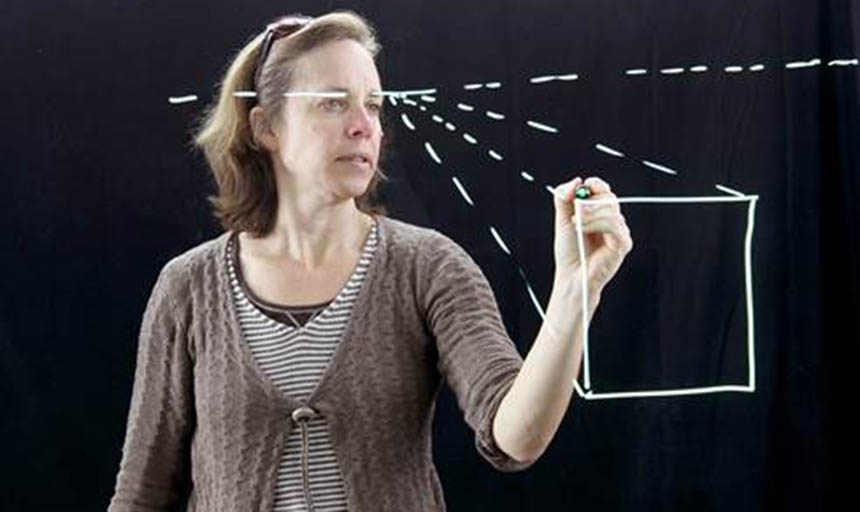 Dr. Annalisa Crannell drawing a square
