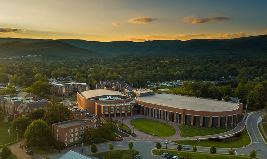 An overhead photo of the Cregger Center