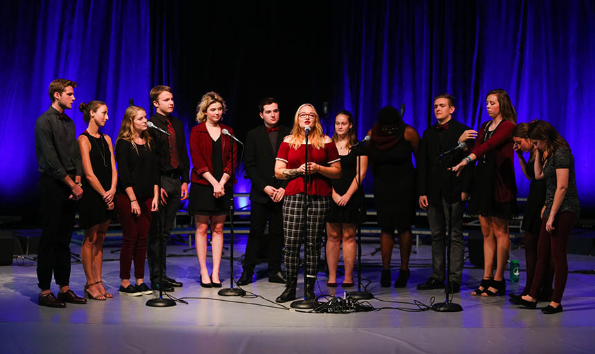 students in a cappella singing