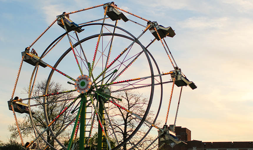 a photo of a ferris wheel on the back quad of roanoke college