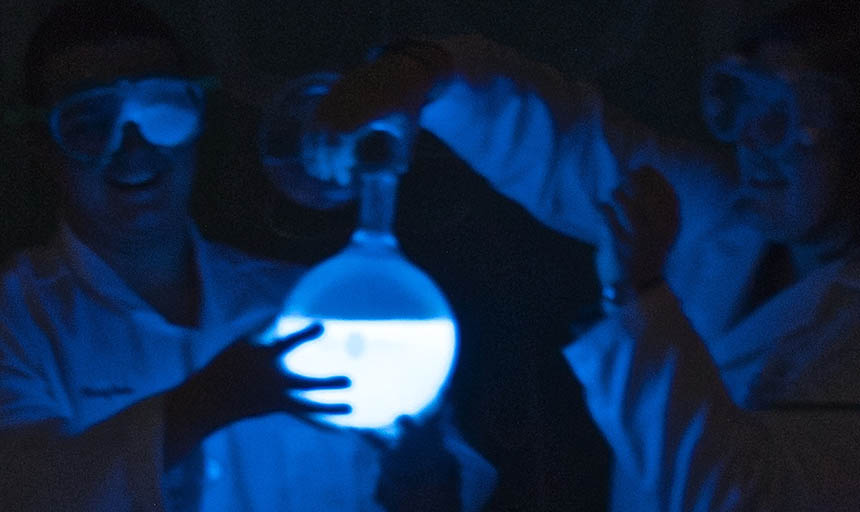 Students working with luminol