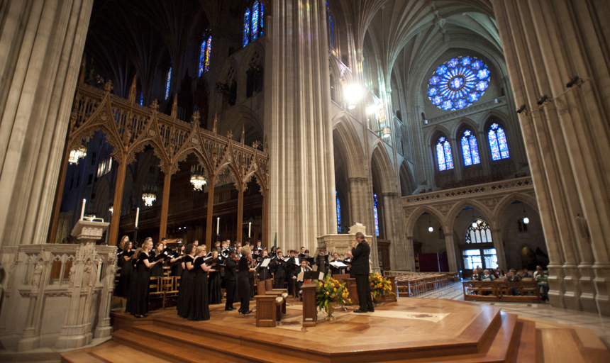 Choir performing in a church