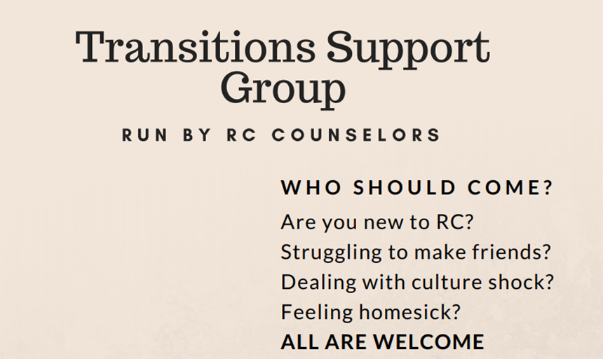 Transition Support group flier