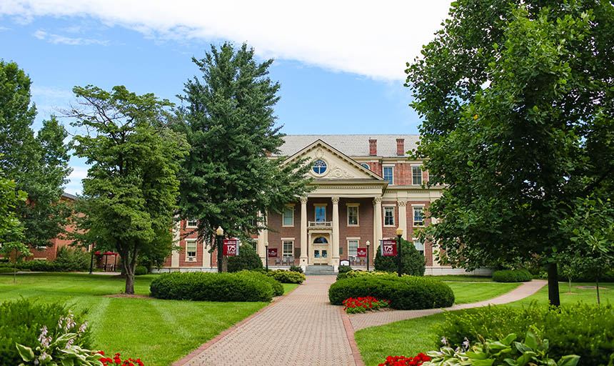 The administration building during summer