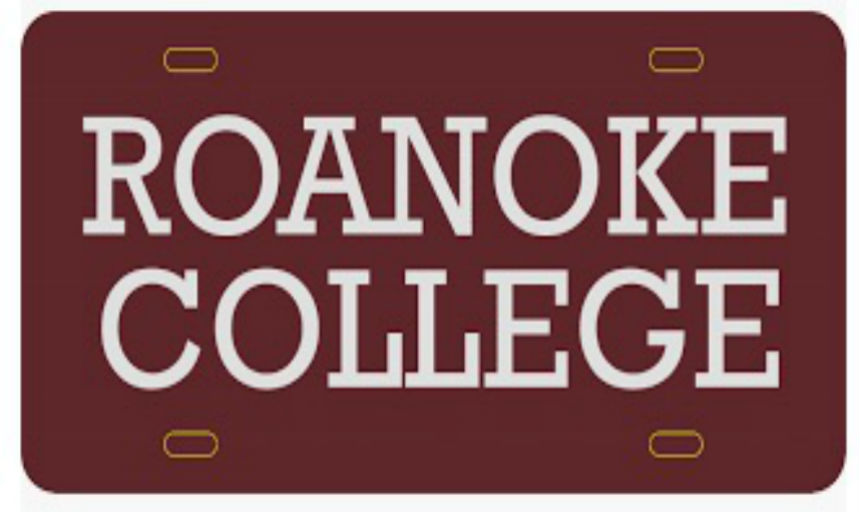 A Roanoke College license plate