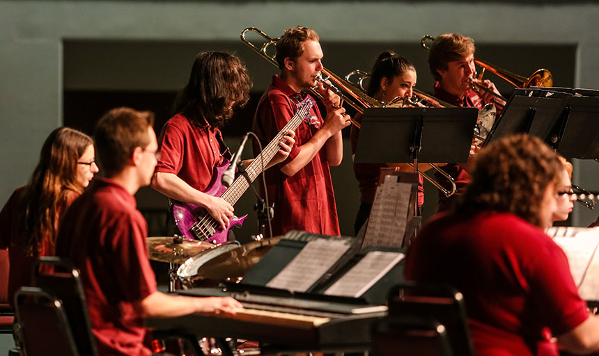 members of the jazz band playing