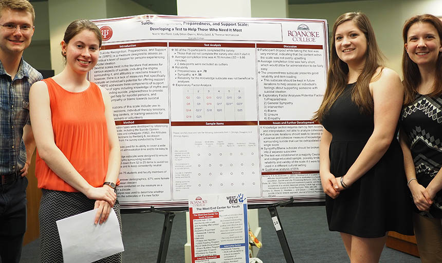 students standing in front of a poster detailing their work