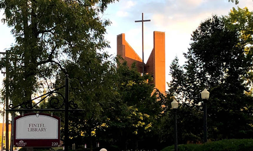 Antrim chapel through the trees