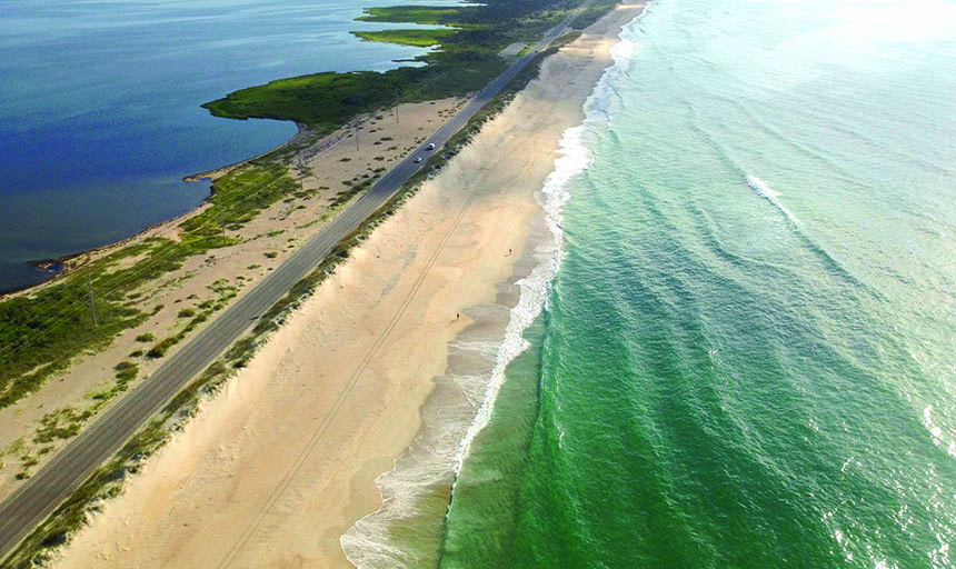 Aerial shot of outer banks  