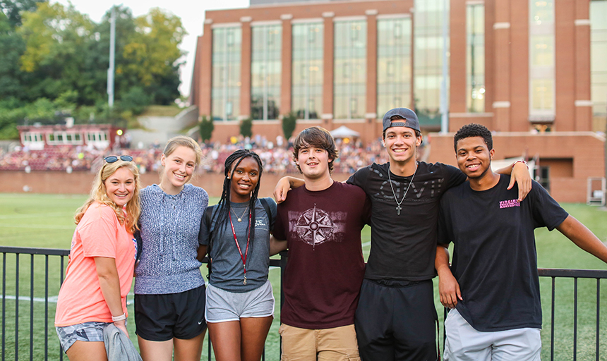 students standing together for a photo