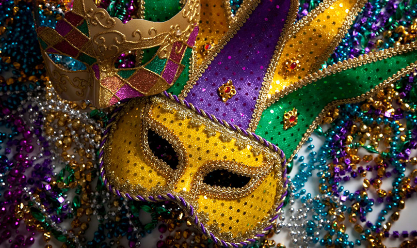 mardi gras masks and beads