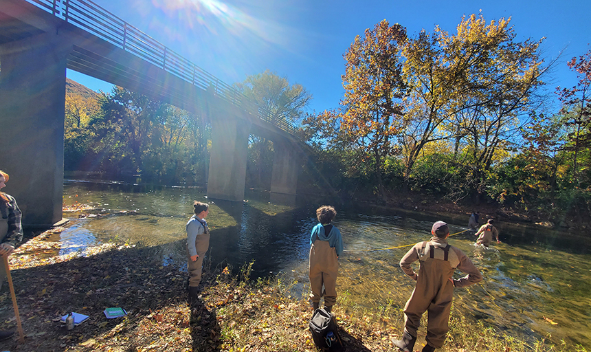 Students in the Roanoke River 