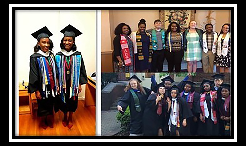 students wearing sashes