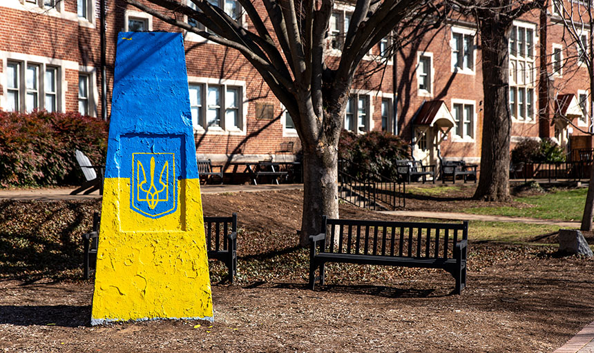 rock painted in support of Ukraine