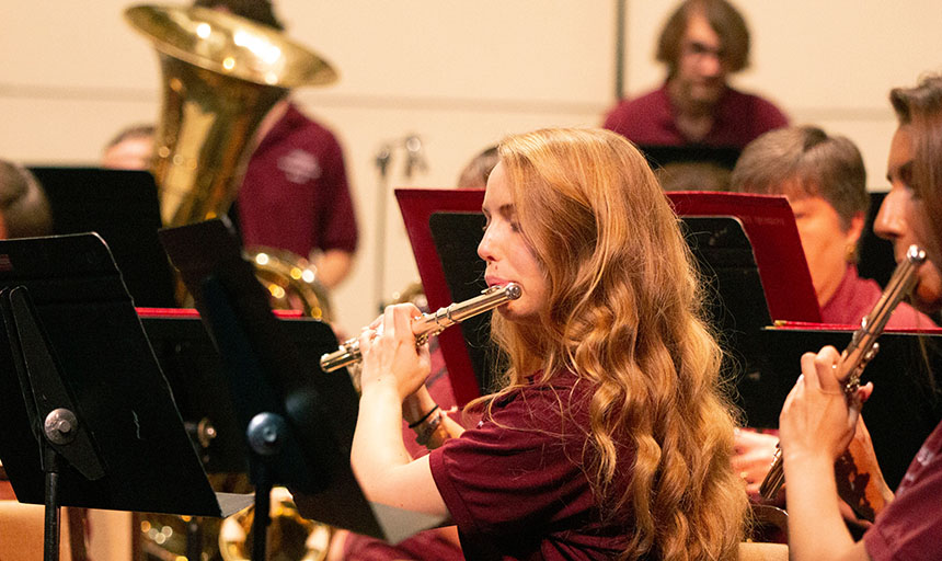 Student playing flute