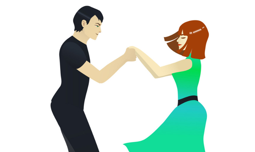 Illustration of a couple dancing