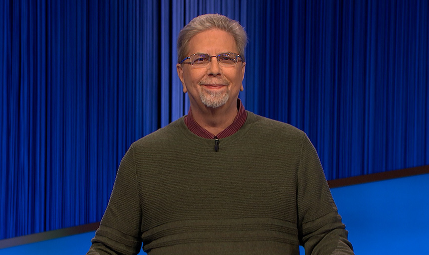 Gary Hollis on the set of jeopardy