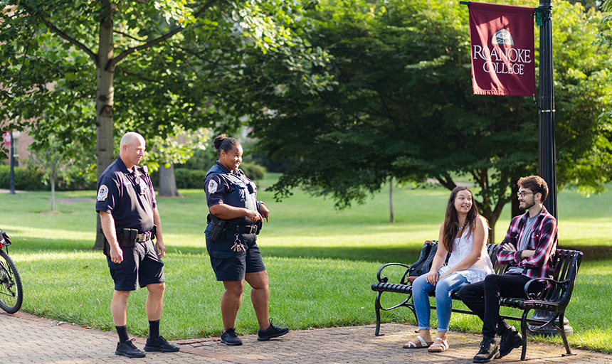 Campus saftey talking with students