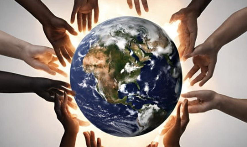 hands holding the world