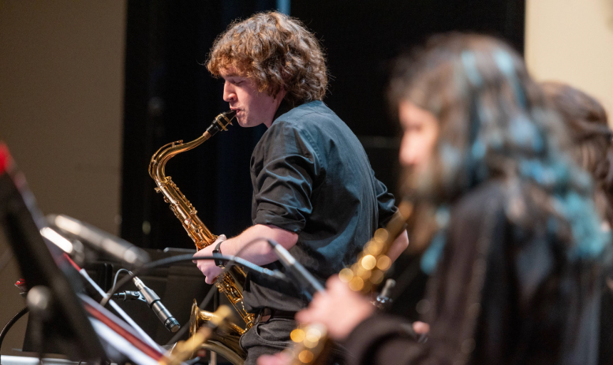 student playing instrument