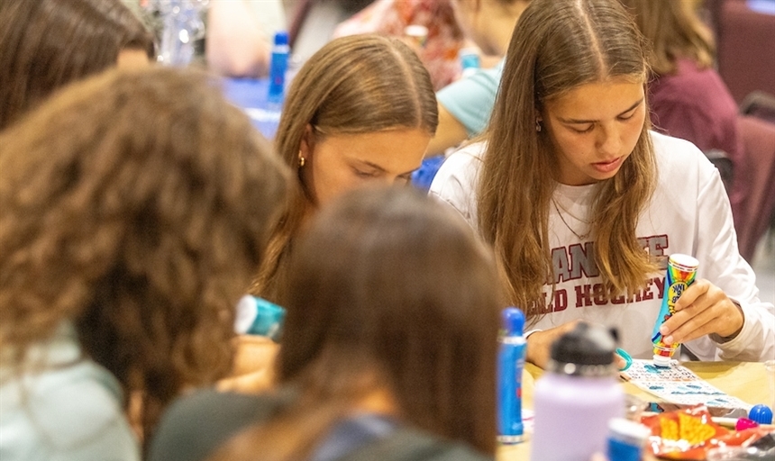 students playing bingo