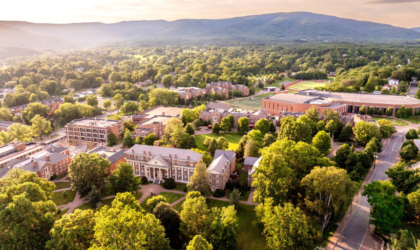 Aerial photo of Roanoke College campus
