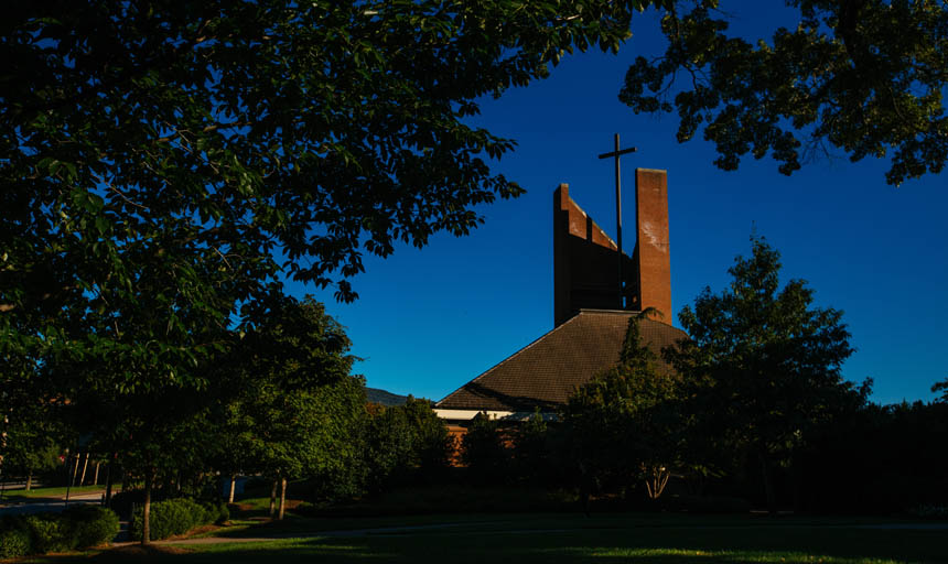 Antrim Chapel through the trees