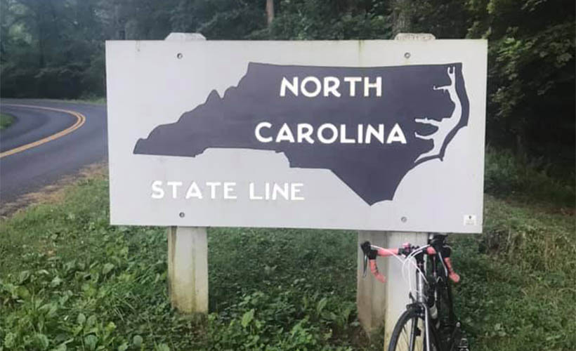 North Carolina terminal sign with bike leaning on it