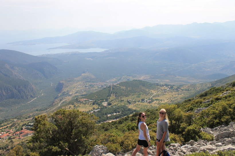 Students looking over a cliff