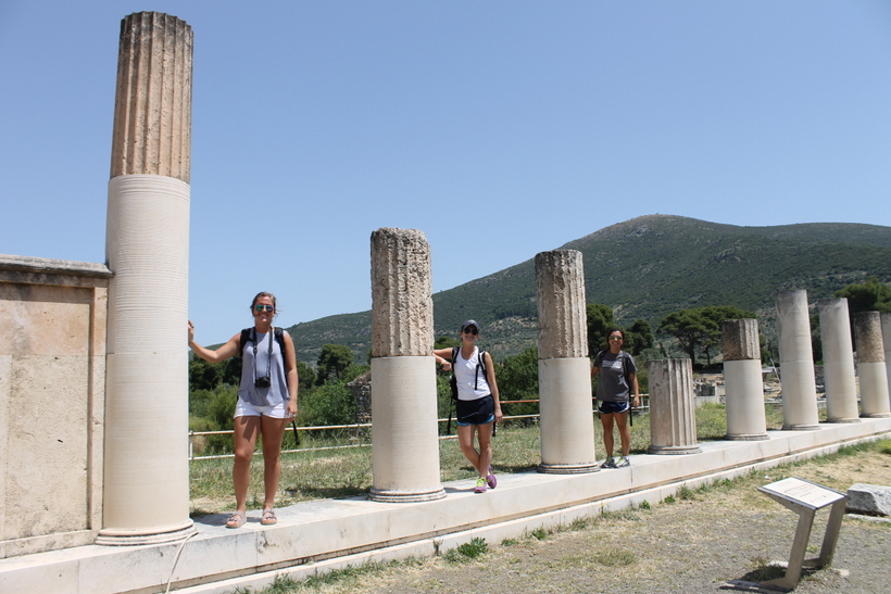 Students hanging out in ancient ruins