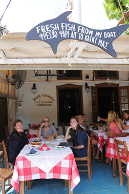 Students eating at a restaurant