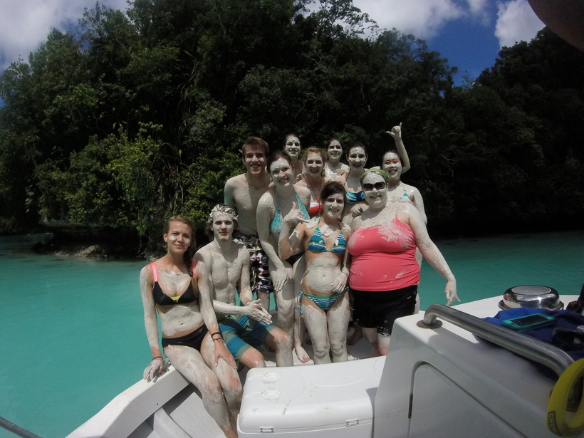 Students on a boat