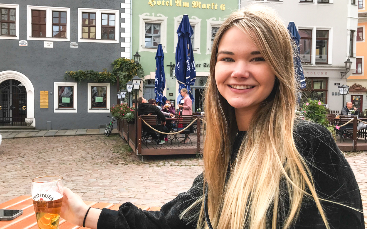 Student drinking beer in Germany