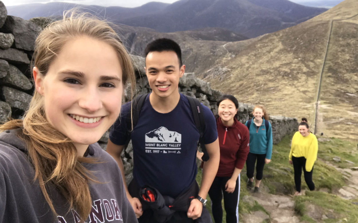Students on a hike 